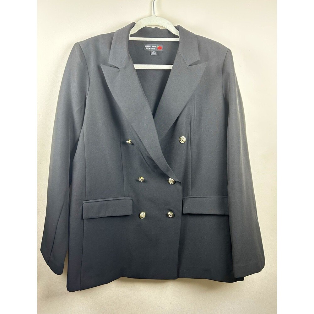 Shelby Rose New York Women’s Black Double Breasted Blazer Pockets Size 14